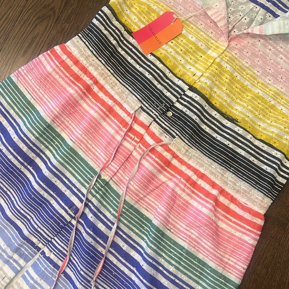 Vilagallo Eveline Midi Shirtdress Colorful Striped Button Front. lined - Picture 4 of 12